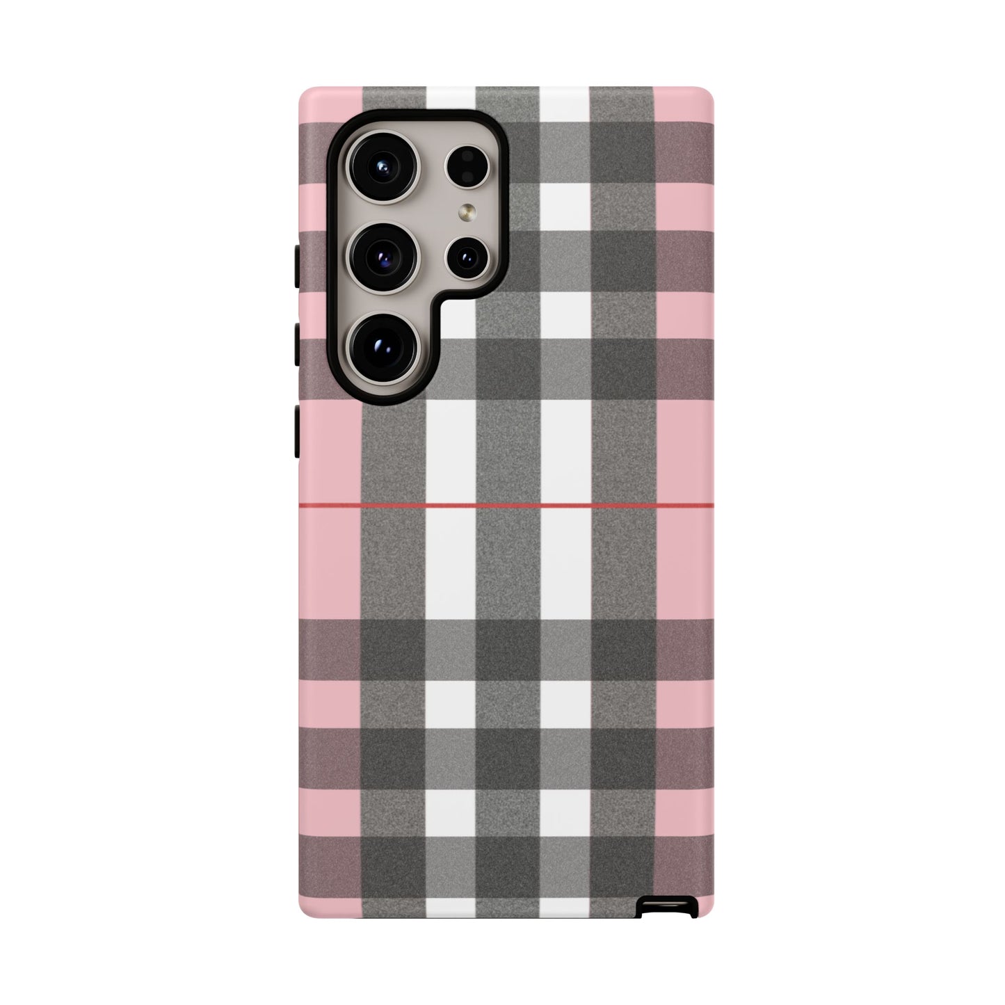 Bubblegum Plaid Tough Phone Case - Pink and Gray Buffalo Protection Cover