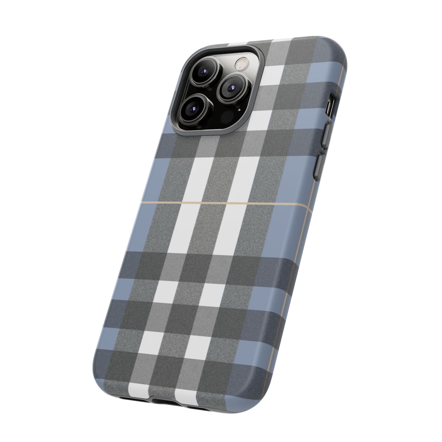 Nordic Plaid Tough Phone Case — Blue Gray Buffalo Check Protective Cover