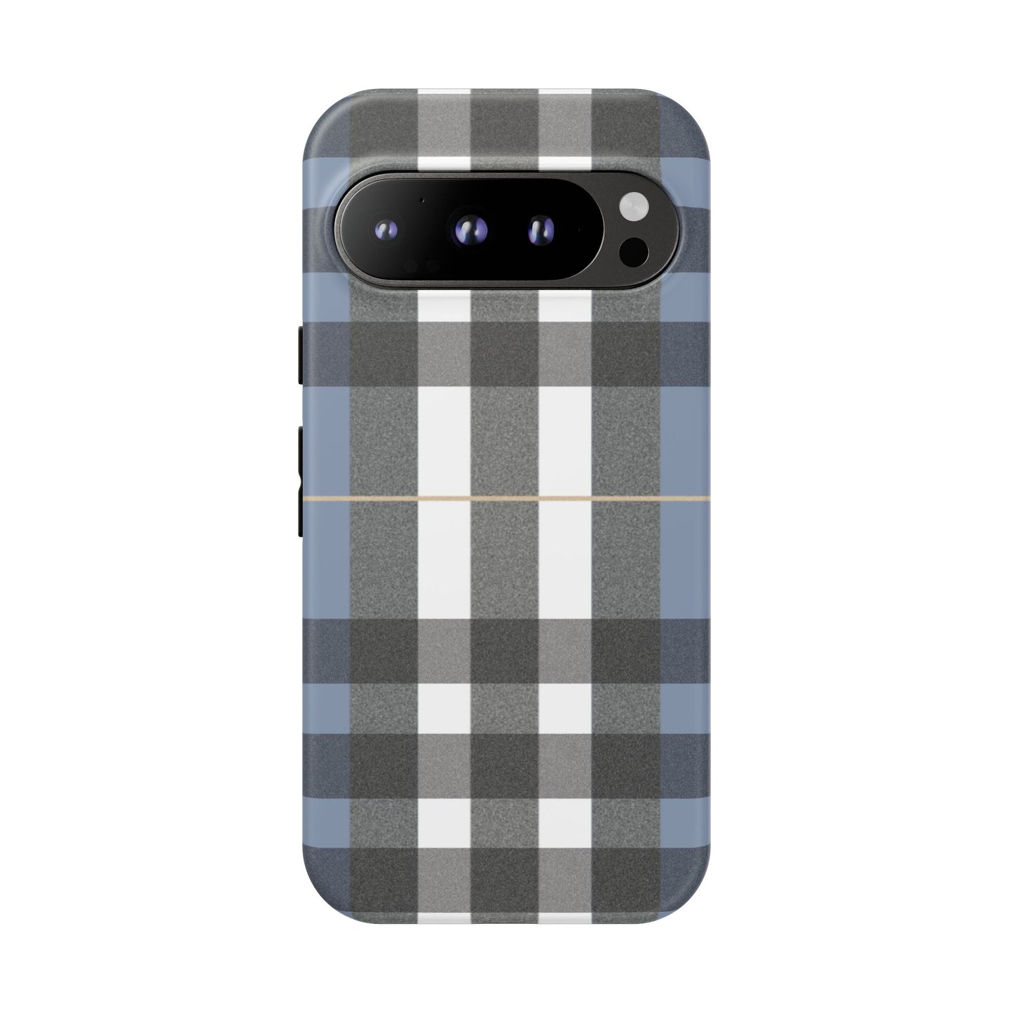 Nordic Plaid Tough Phone Case — Blue Gray Buffalo Check Protective Cover