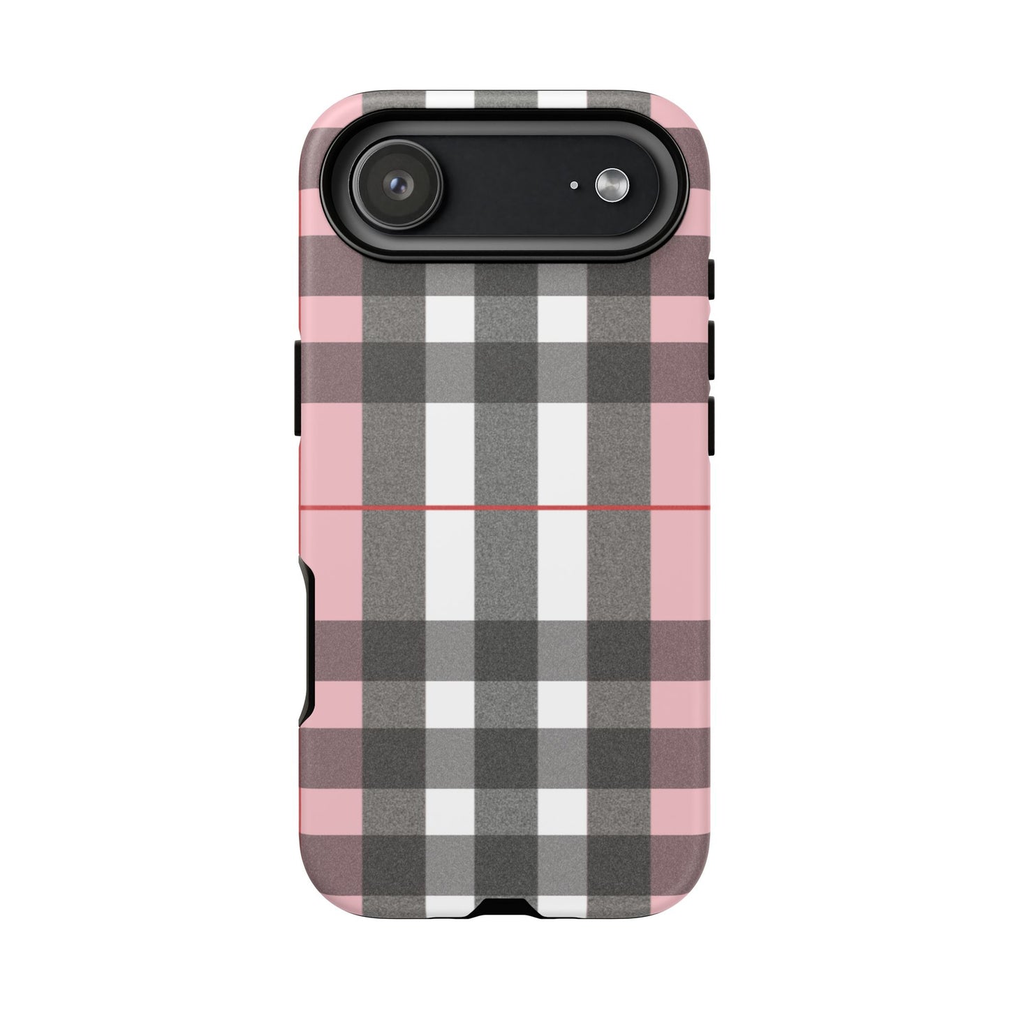 Bubblegum Plaid Tough Phone Case - Pink and Gray Buffalo Protection Cover