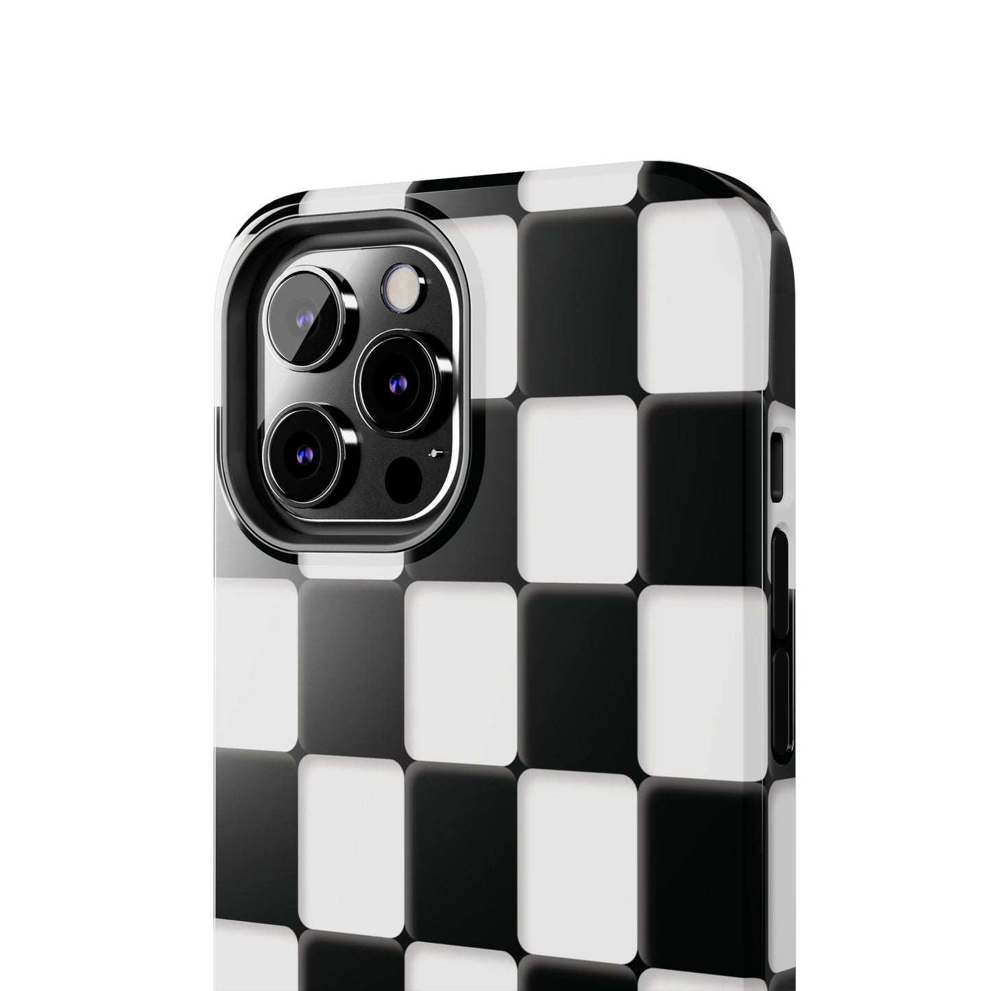 Checkerboard Tough Phone Case — Black & White Retro Protective Cover