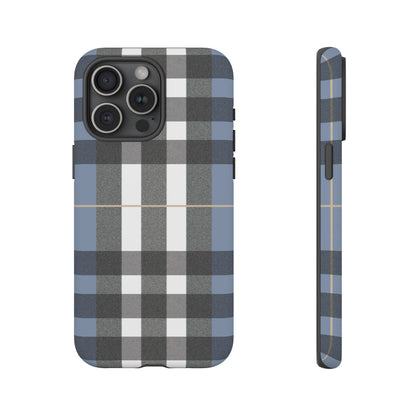 Nordic Plaid Tough Phone Case — Blue Gray Buffalo Check Protective Cover