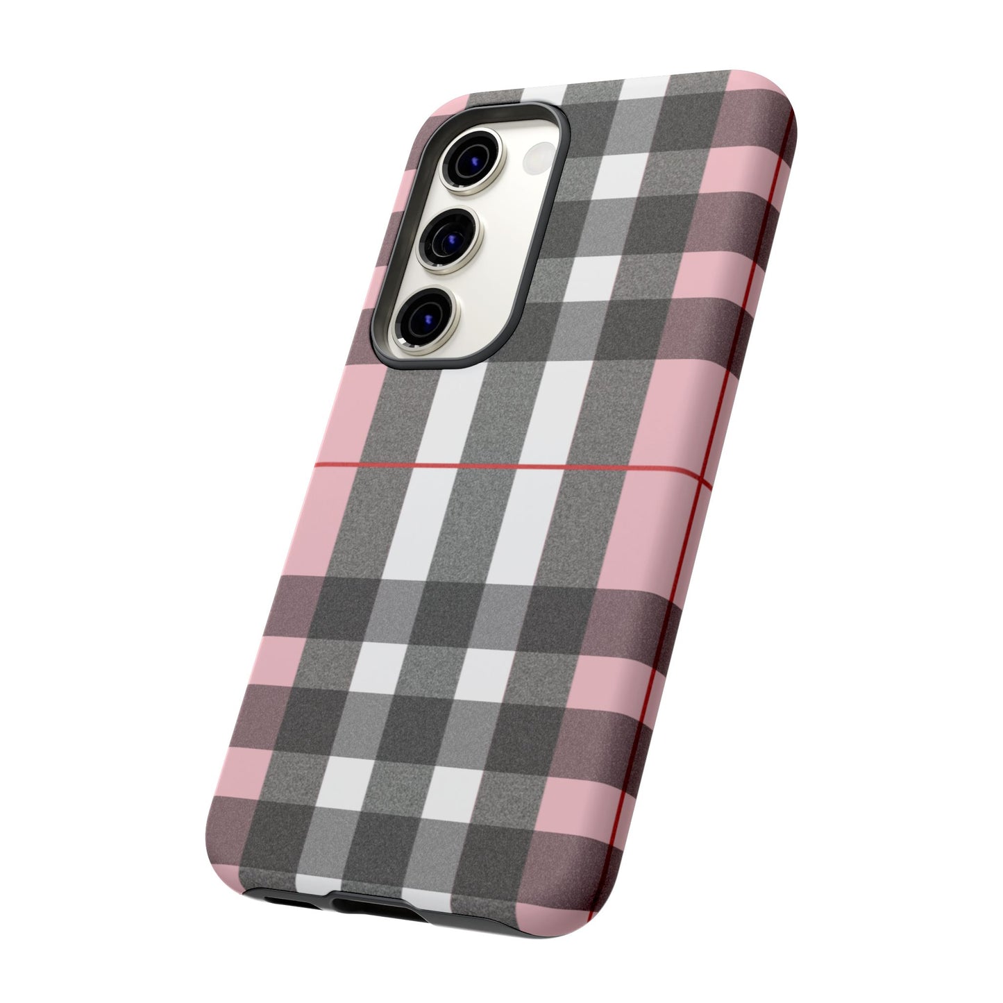 Bubblegum Plaid Tough Phone Case - Pink and Gray Buffalo Protection Cover