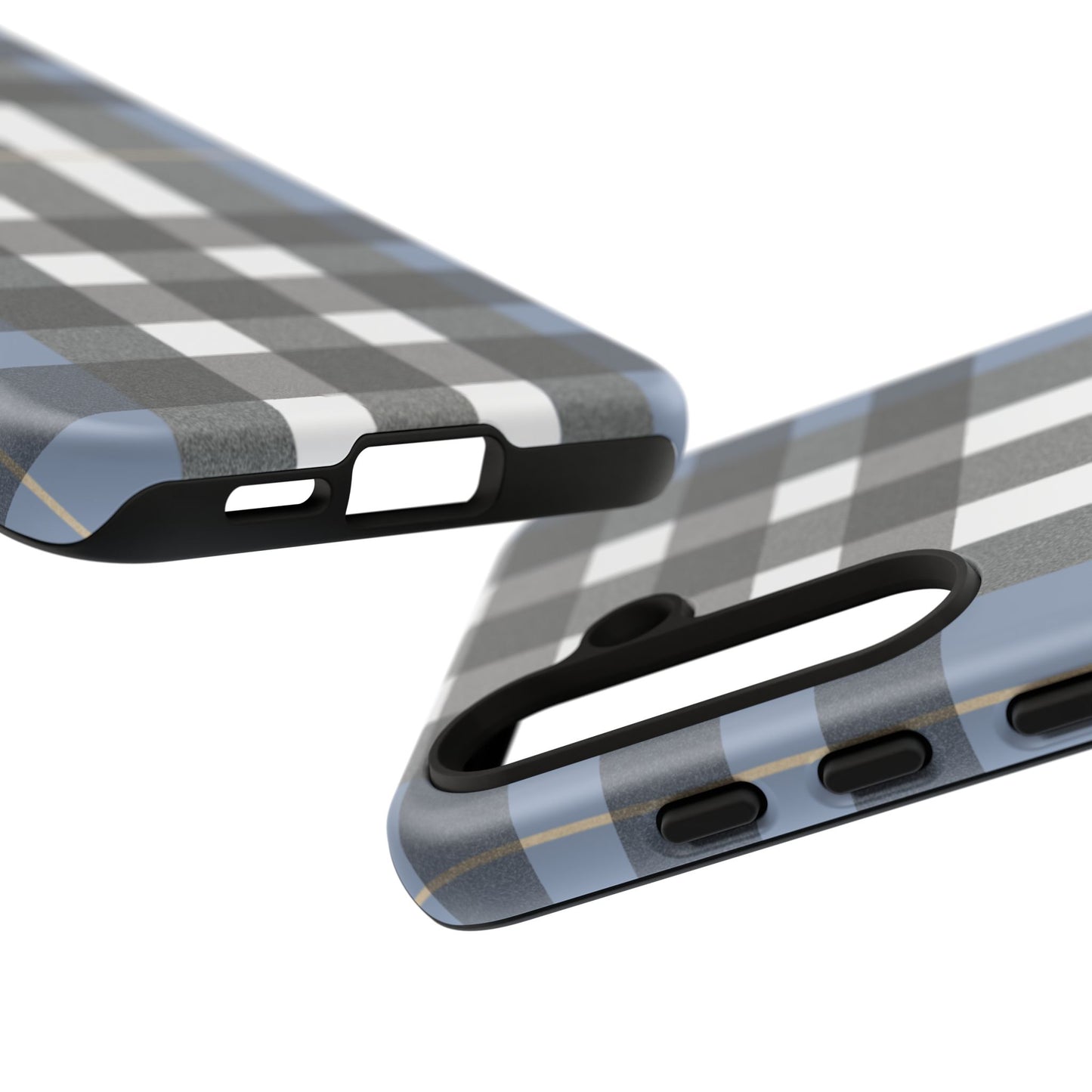Nordic Plaid Tough Phone Case — Blue Gray Buffalo Check Protective Cover